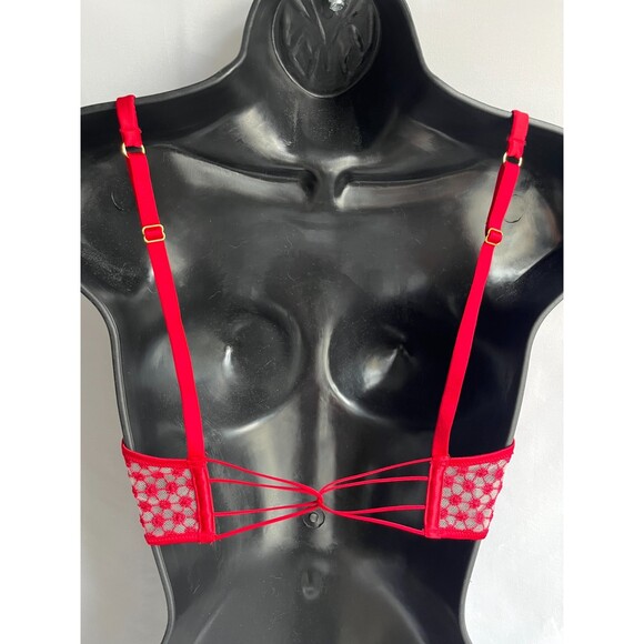 Victorias Secret Luxe Starburst Bra Unlined Demi Embroidered Front Closure 32D - Picture 5 of 9